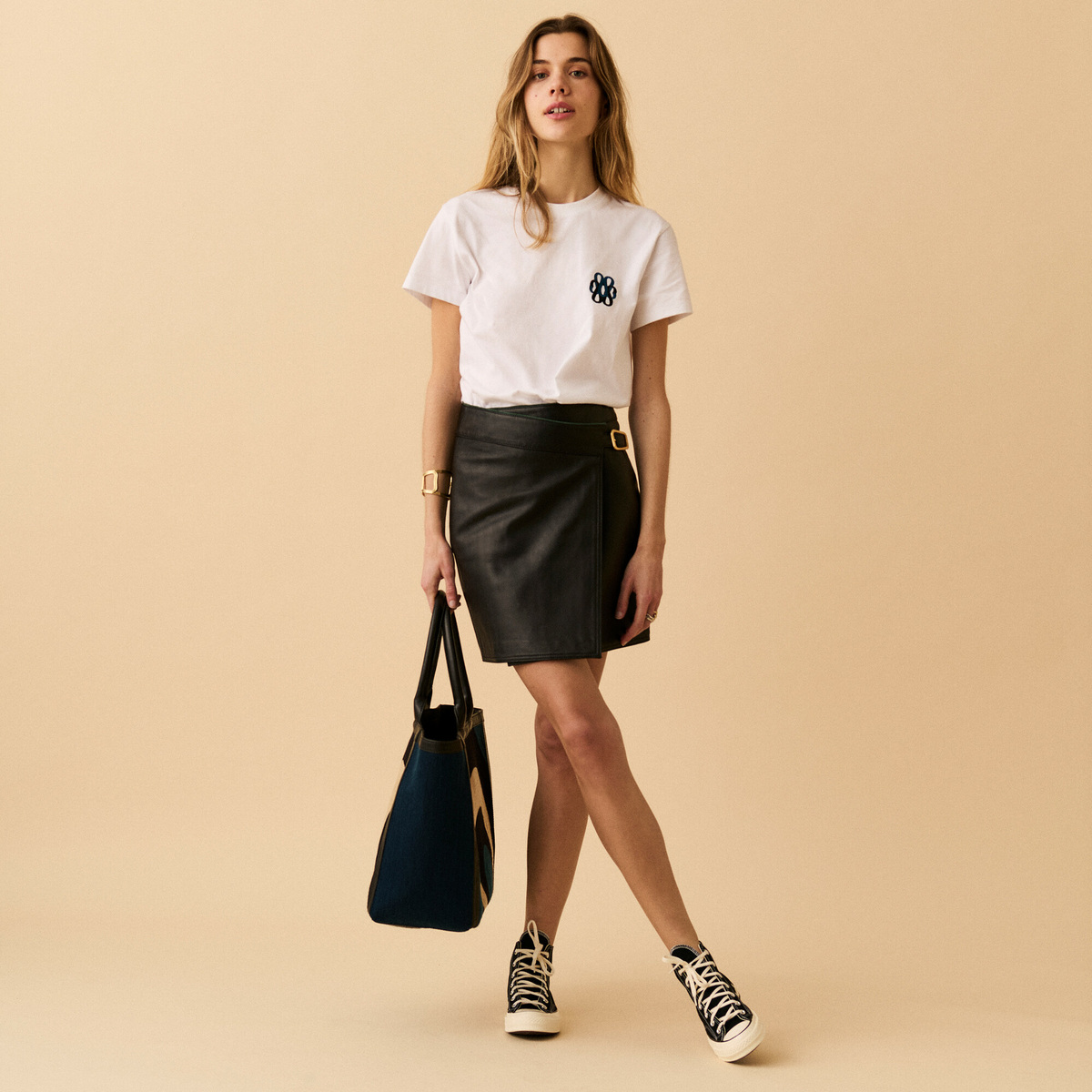Bastille Skirt, Black - Lined leather - image 1