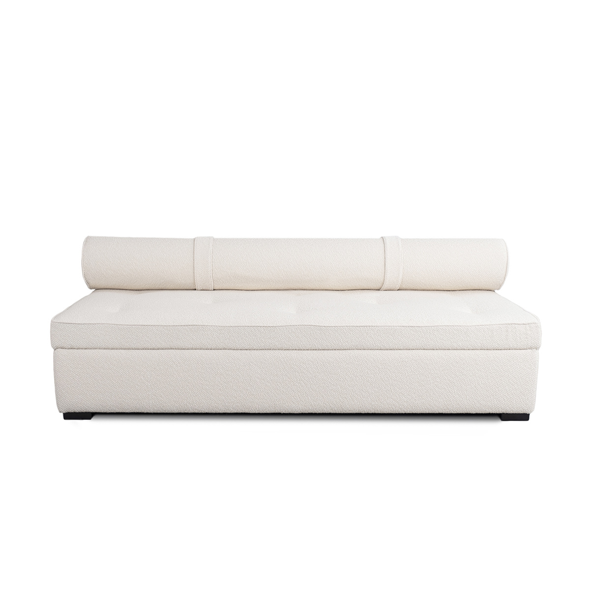 Banquette Jacob, White - L185 x W75 x H40 - Curly wool - image 1