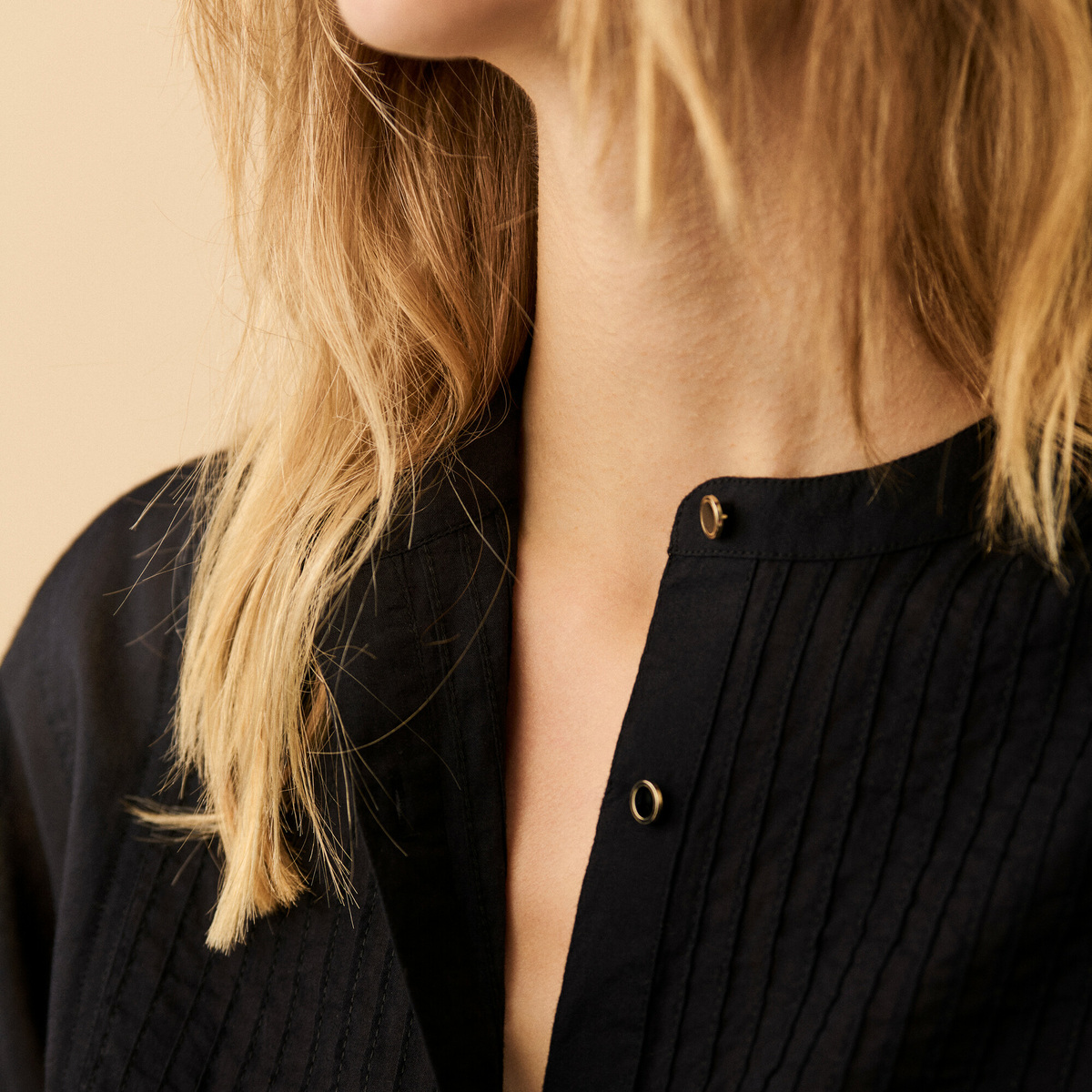 Ellea bib blouse, Black - Lightweight cotton voile - image 3