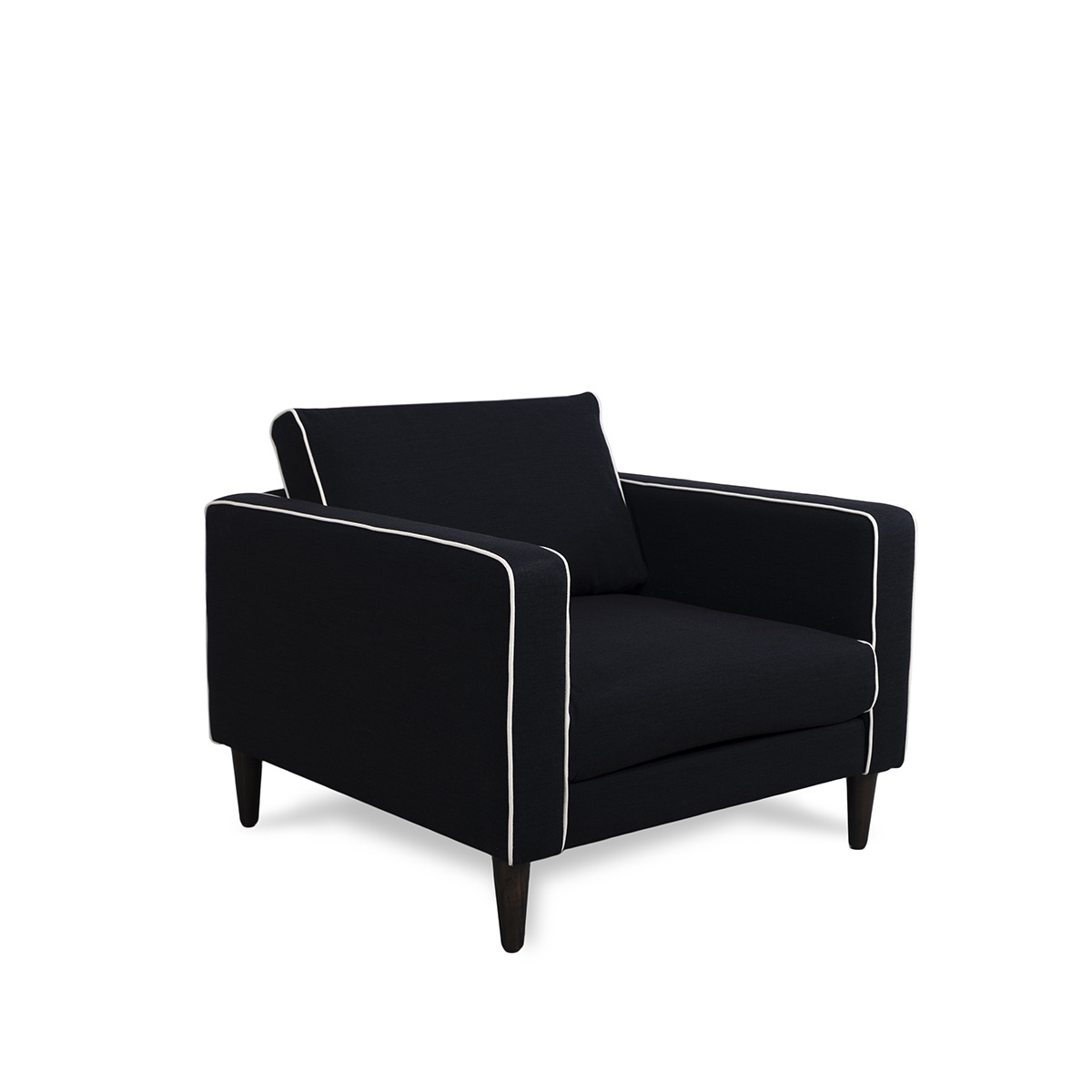 Armchair Noa, Black / White - H77x W90 x D90 cm - Cotton / Wood - image 1