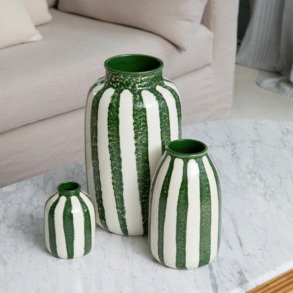 Decorative Vase Riviera, Green - H14 cm - Ceramic - image 2