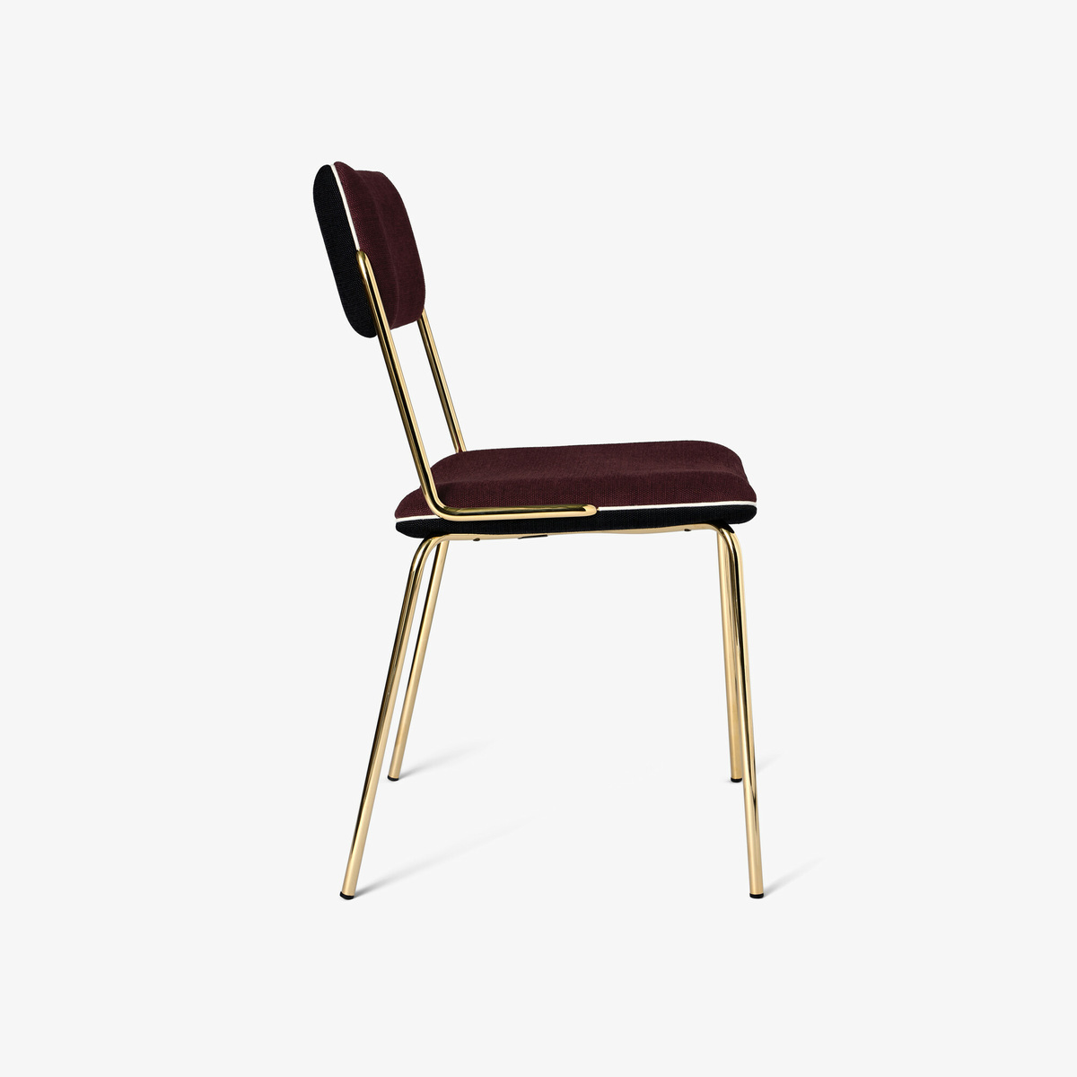 Chair Double Jeu, Blackcurrant / Gold - H85 x W51 x D43 cm - Cotton - image 2