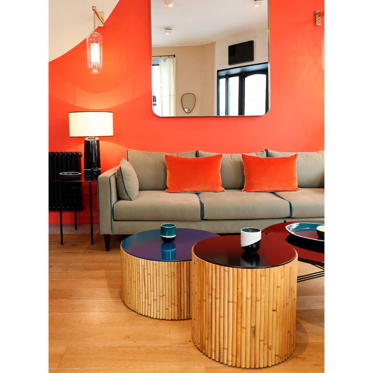 Duo of Coffee Tables Rivera, Natural / Black - ø60 x H30 cm and ø45 x H40 cm - Rattan / Lacquered wood - image 15