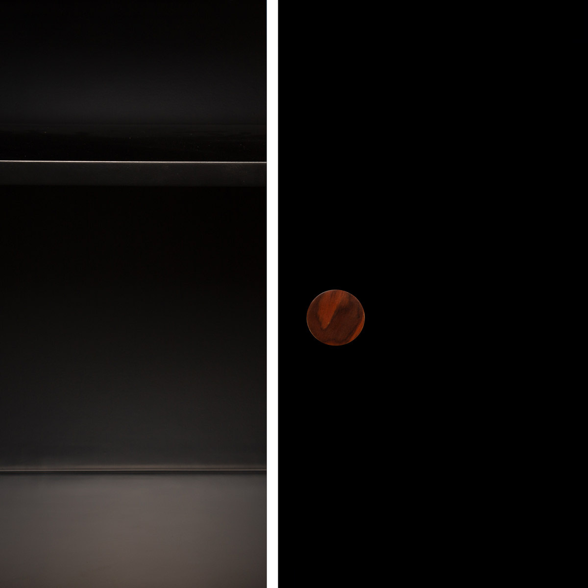 Bookcase Essence, Black / Ivory - L95 x W45 x H190 cm - Lacquered wood / Rattan / Steel - image 3