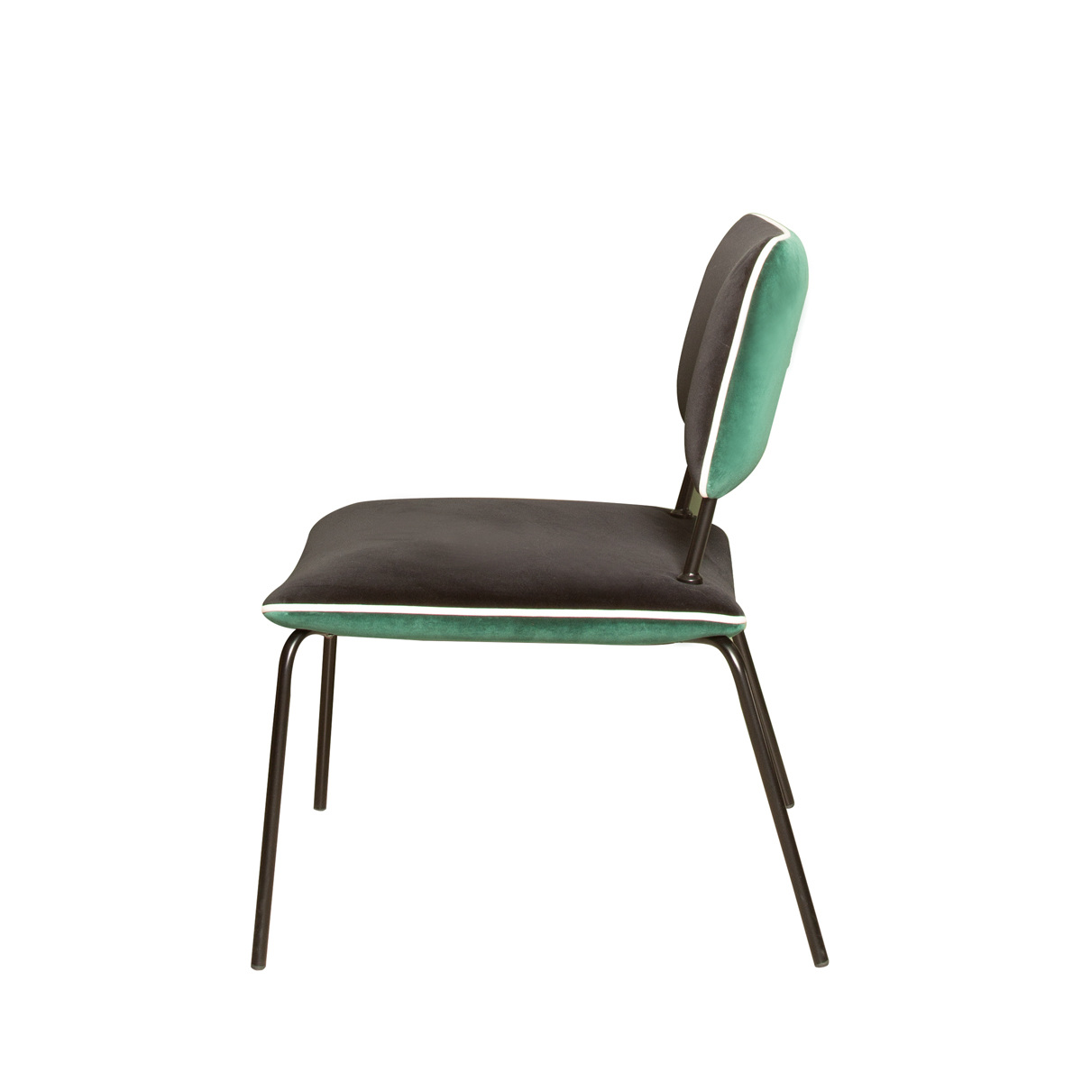 Armchair Double Jeu, Green - H80 x W68 x D58 cm - Velvet / Steel - image 1