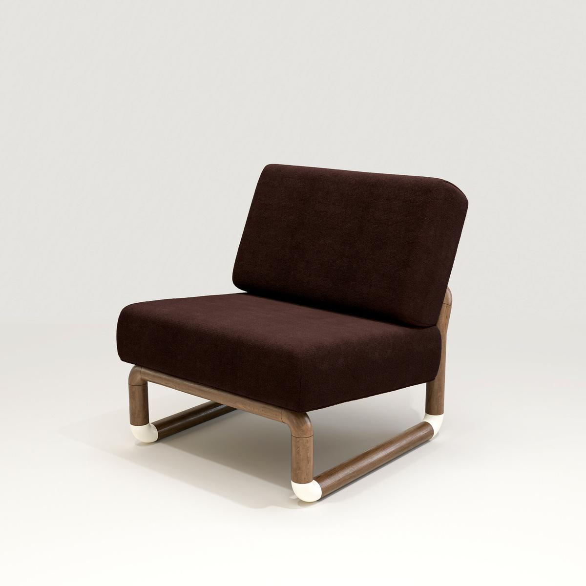 Fireside chair Nico, Aubergine - L71 x P82 x H76,8 cm - Noyer/Mohair - image 1