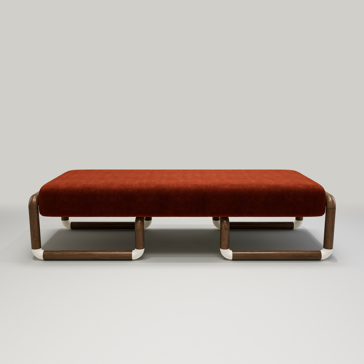 Nico bench, Red - L160 x W60 x H42 cm - Walnut/Mohair - image 2