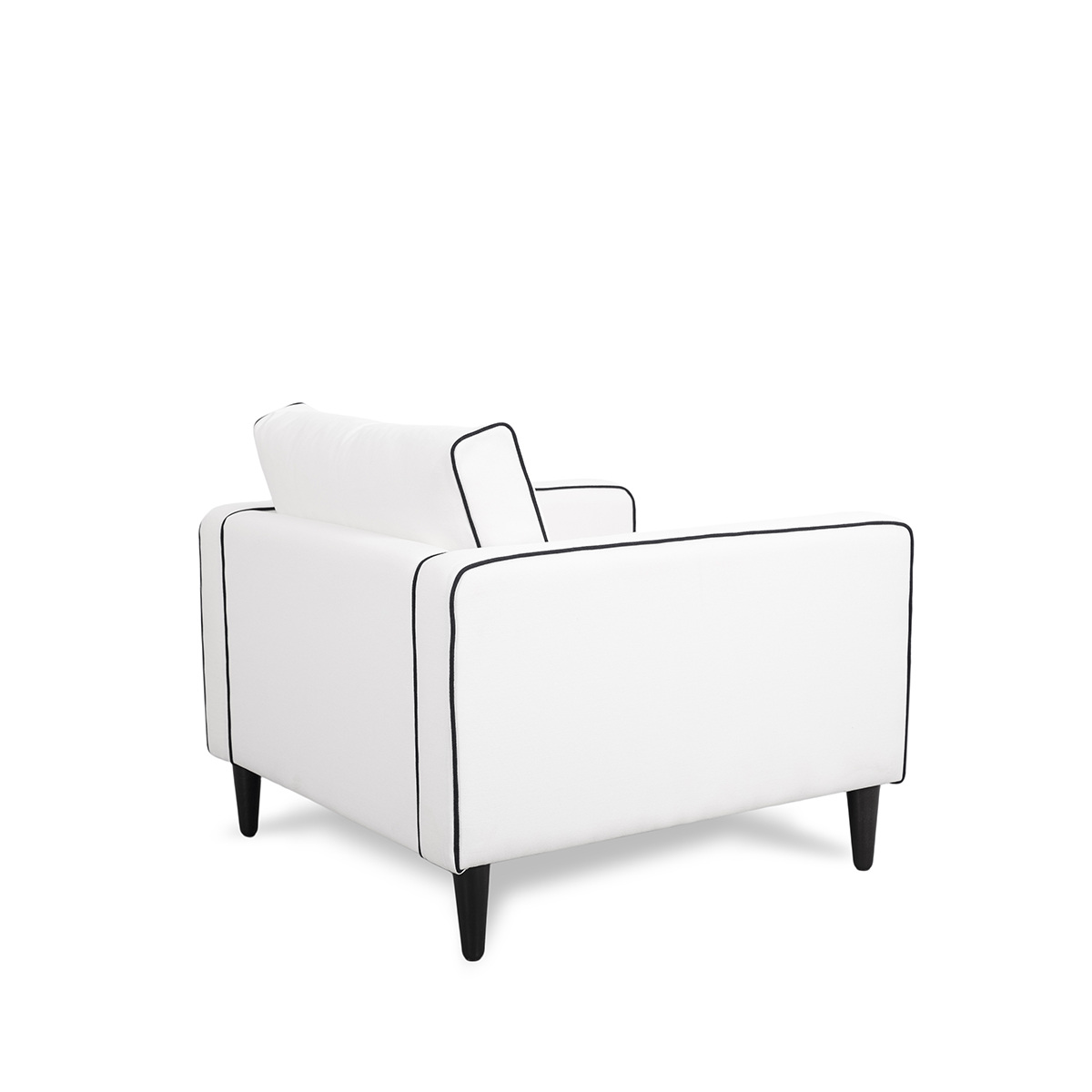 Armchair Noa, White / Black - H77x W90 x D90 cm - Cotton / Wood - image 4