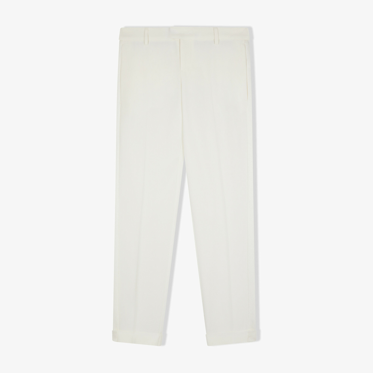 Pantalon de Smoking Claude, Blanc - Coupe 7/8 à large revers - Satin - image 1