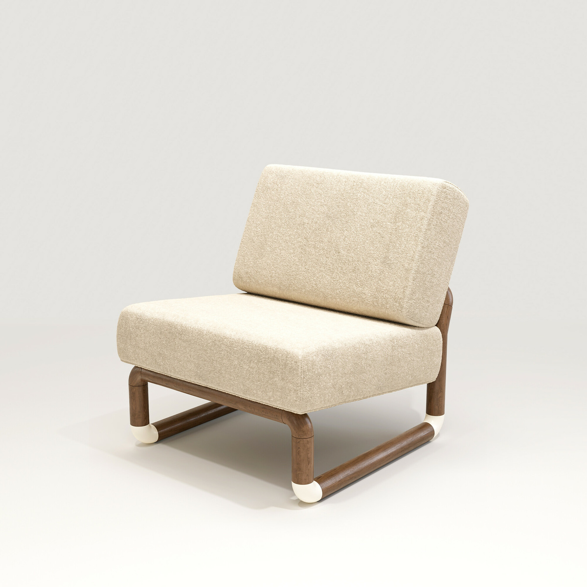 Fireside chair Nico, Cream - W71 x D82 x H76.8 cm - Walnut/Wool/Cotton - image 1