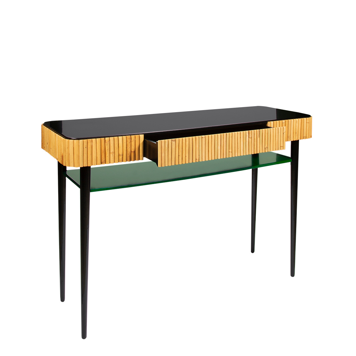 Console Table Riviera, Green - L120 cm - Rattan / Lacquered wood - image 2
