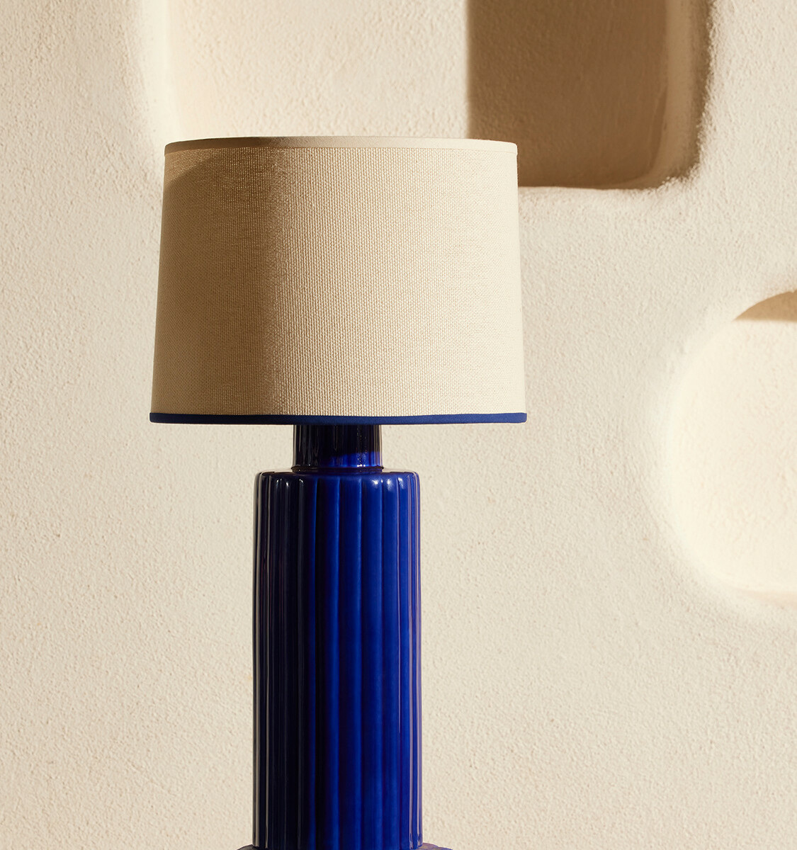 Table Lamp Portofino, Indigo - H54 cm - Ceramic / Cotton shade - image 1