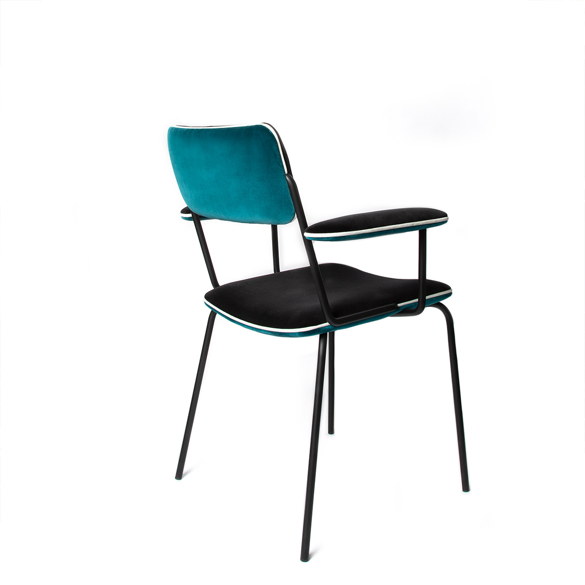 Arm Chair Double Jeu, Bleu Sarah - H85 cm - Steel / Velvet - image 3