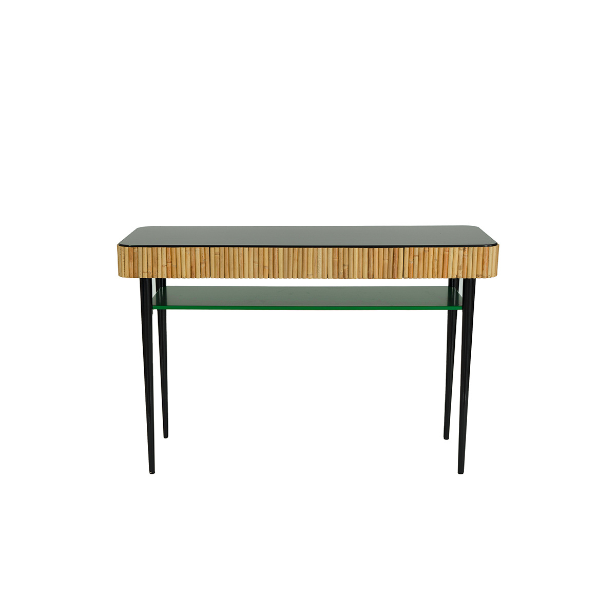 Console Table Riviera, Green - L120 cm - Rattan / Lacquered wood - image 1