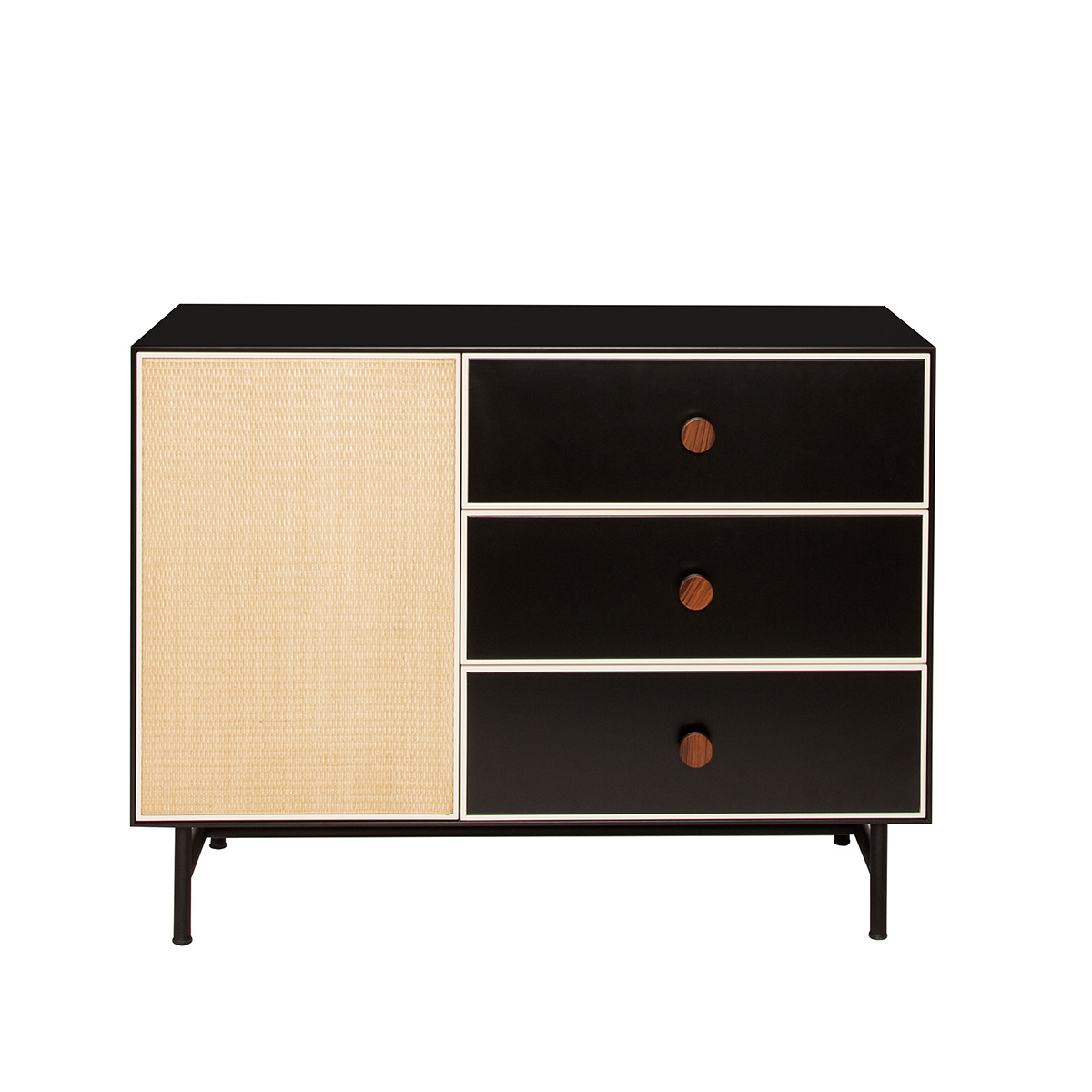 Chest of Drawers Essence, Black / Ivory - L100 x W45 x H75 cm - Lacquered wood - image 1