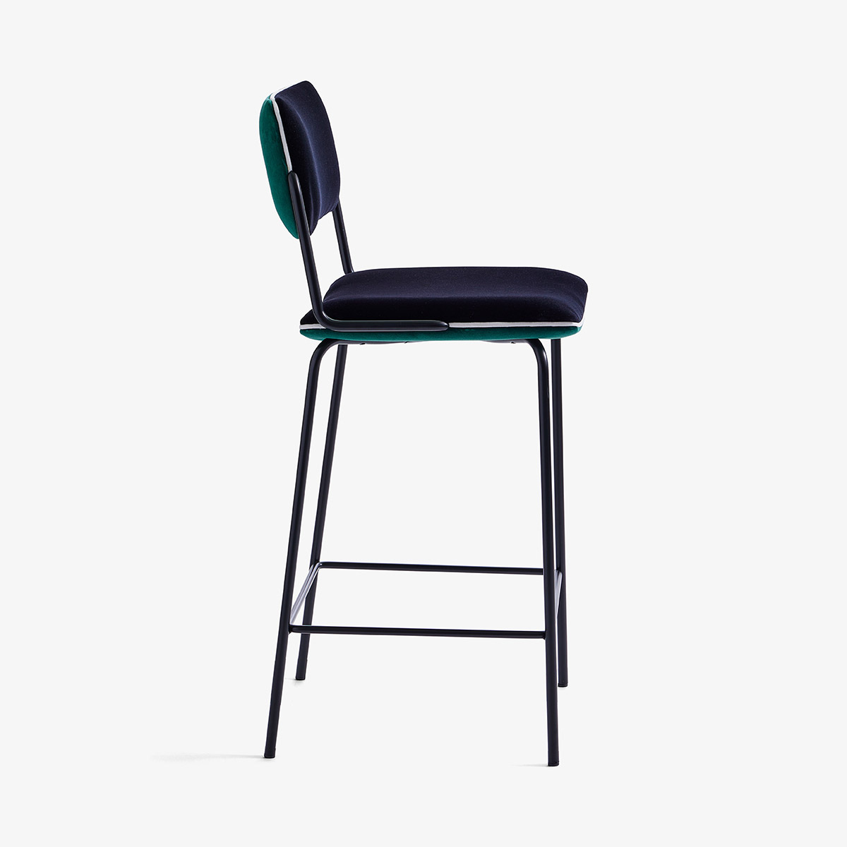 Kitchen island chair Double Jeu, Bleu Sarah - H95 x L42 x D42 cm - Velvet / Steel - image 8