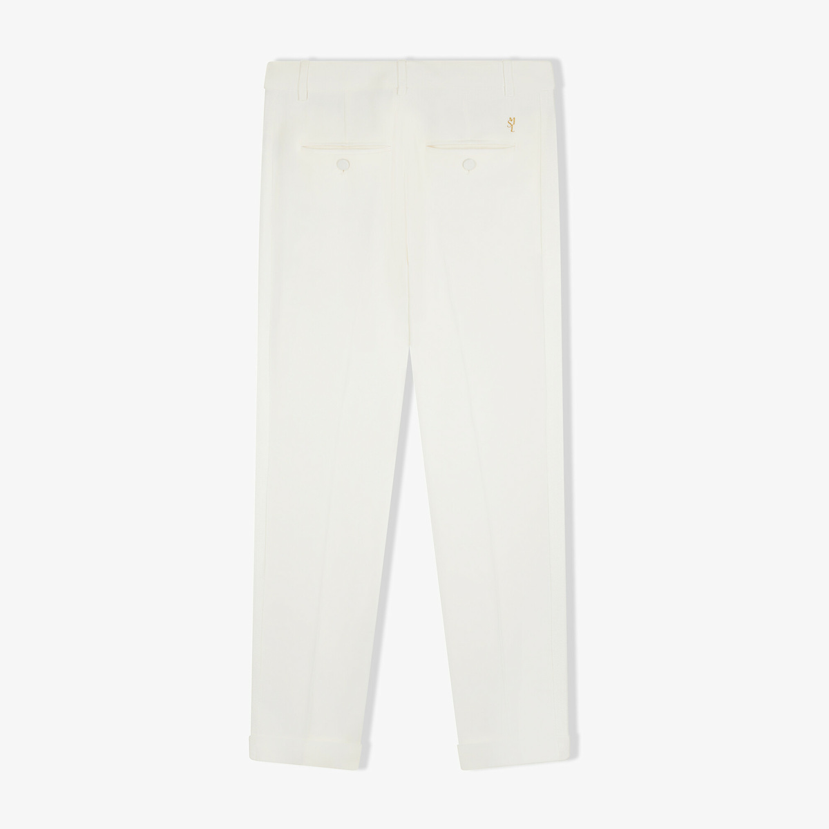 Pantalon de Smoking Claude, Blanc - Coupe 7/8 à large revers - Satin - image 2