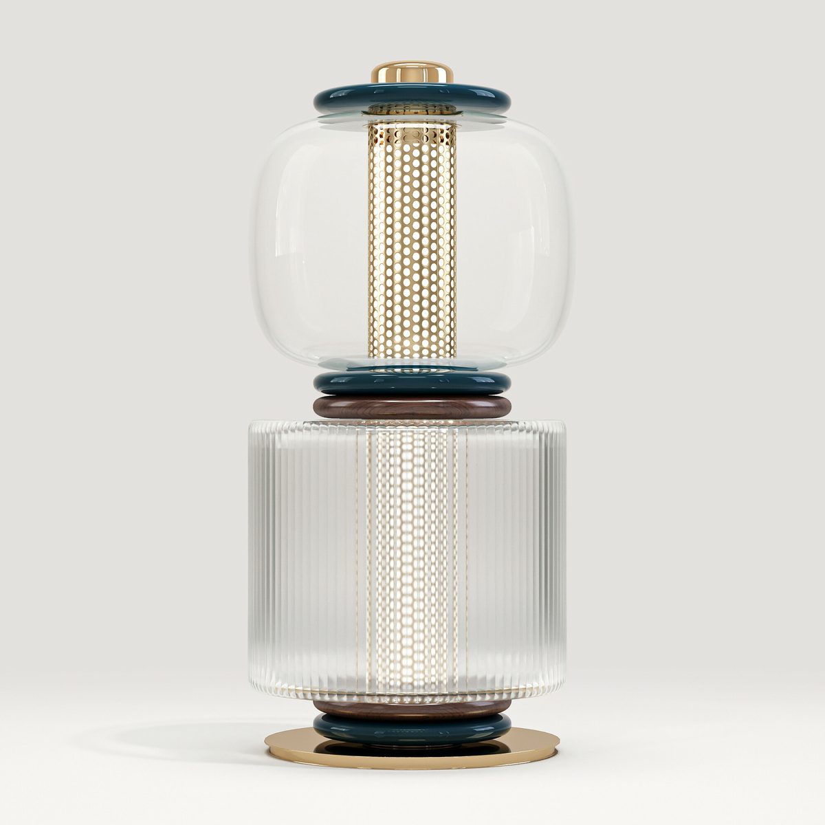 Table lamp Loulou - 2 modules, Midnight Blue - H72 x ø34 cm - Blown glass/brass - image 1