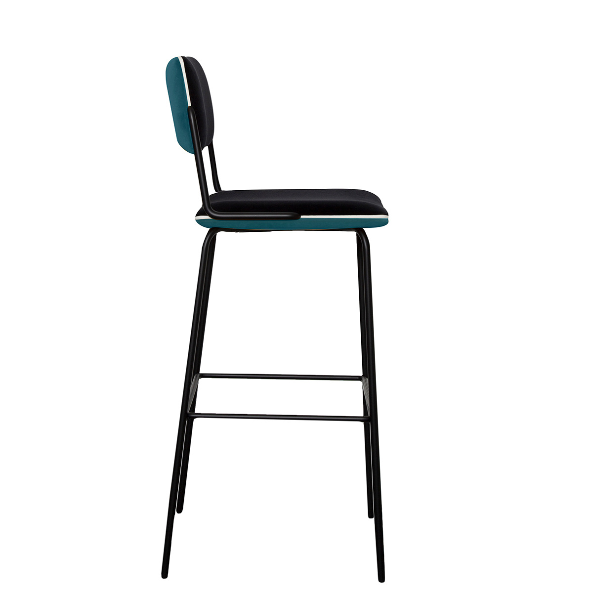 Bar Chair Double Jeu, Bleu Sarah - H106 cm - Velvet / Steel - image 1