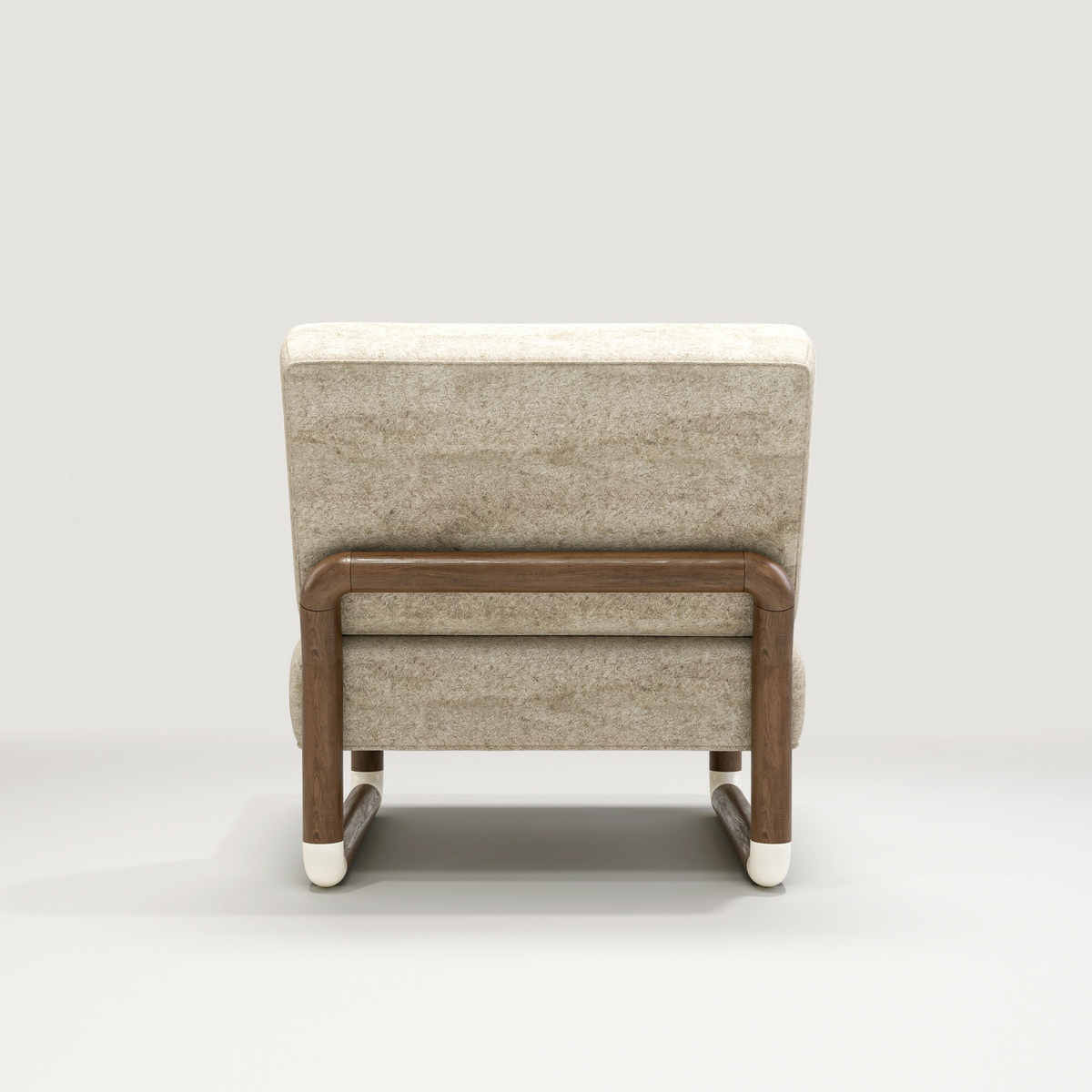 Fireside chair Nico, Beige - W71 x D82 x H76,8 cm - Walnut/Mohair/Cotton - image 2
