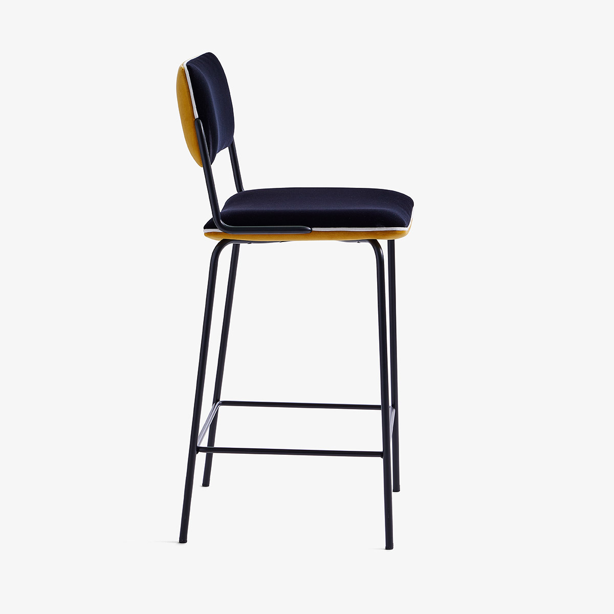 Kitchen island chair Double Jeu, Ochre - H95 x W42 x D42 cm - Velvet / Steel - image 1