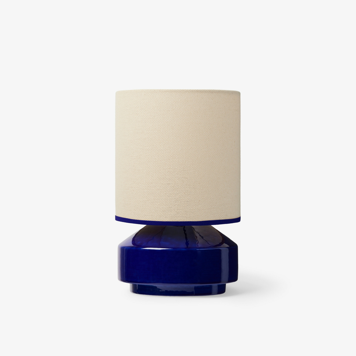 Table lamp Claude, Indigo - H27 x ø18,2 cm - Ceramic / Cotton lampshade - image 1