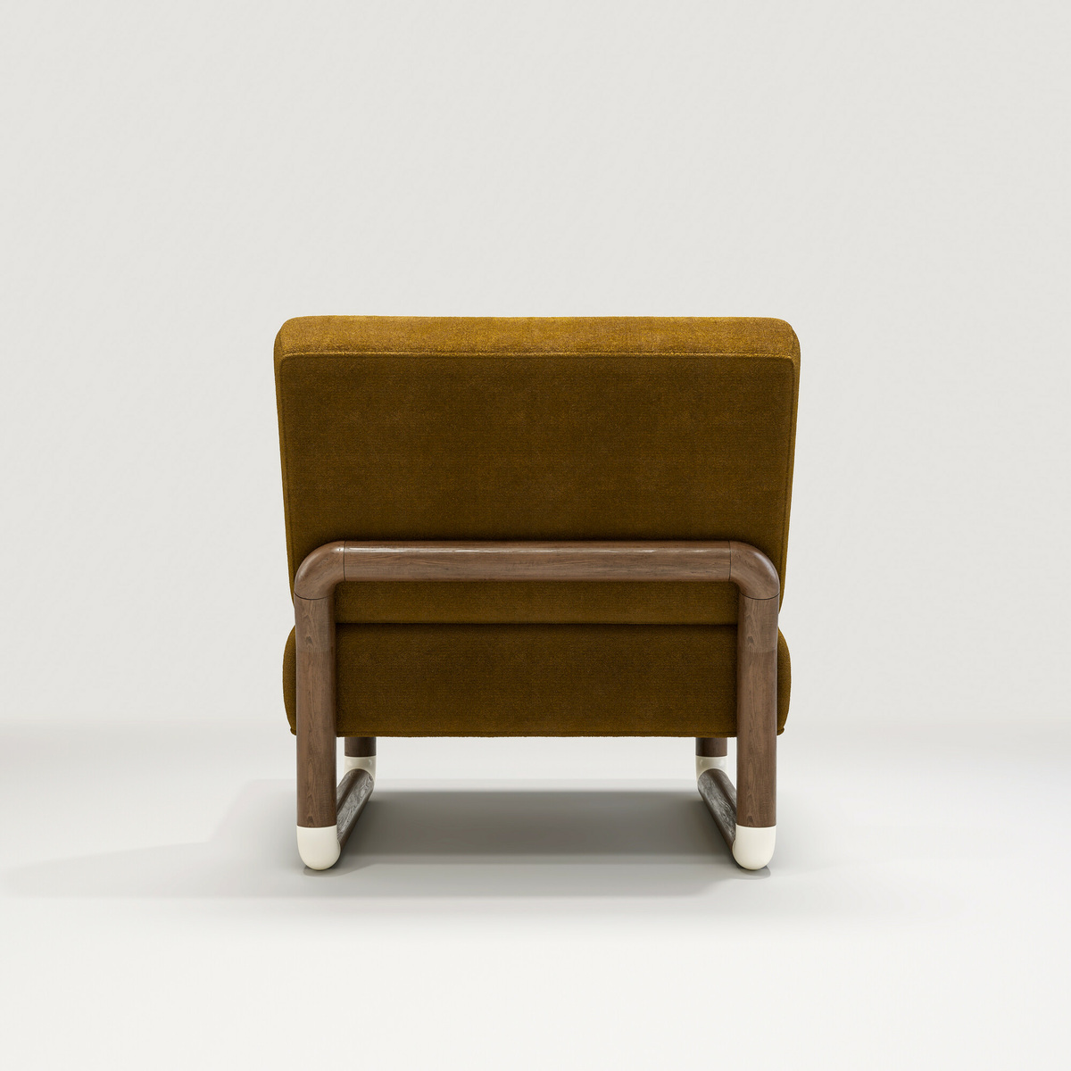 Fireside chair Nico, Ocre - L71 x P82 x H76,8 cm - Noyer/Mohair - image 3