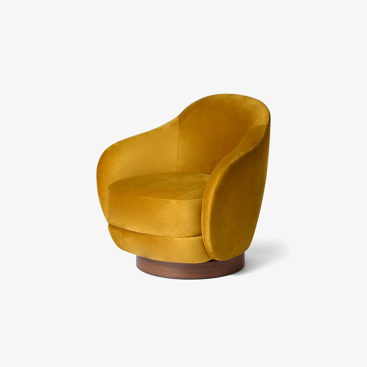Fauteuil Bozzolo, Ocre - H72 x l75 x P71 cm - Noyer / Velours Polyester - image 6