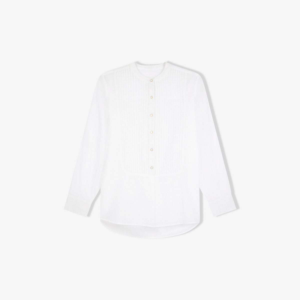 Ellea bib blouse, White - Lightweight cotton voile - image 1