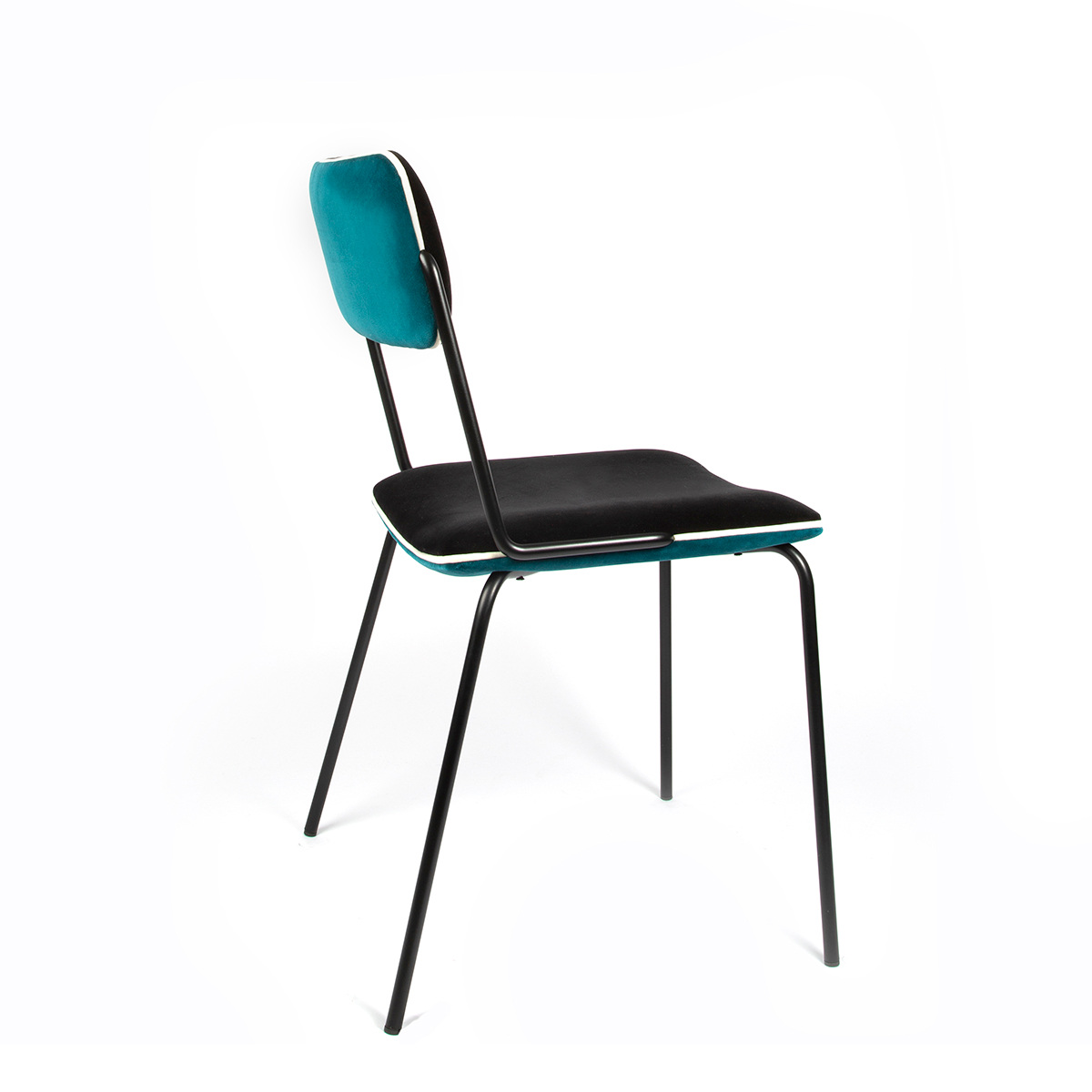 Chair Double Jeu, Bleu Sarah - H85 x W51 x D43 cm - Steel / Velvet - image 2