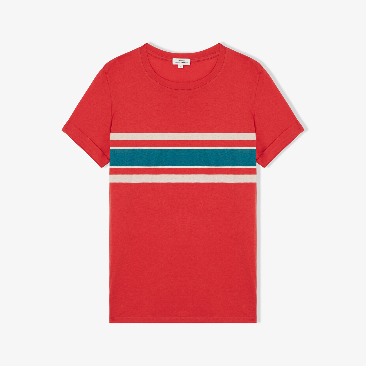 Frise Tee Shirt, Lava - Straight cut - Cotton/Cashmere - image 1