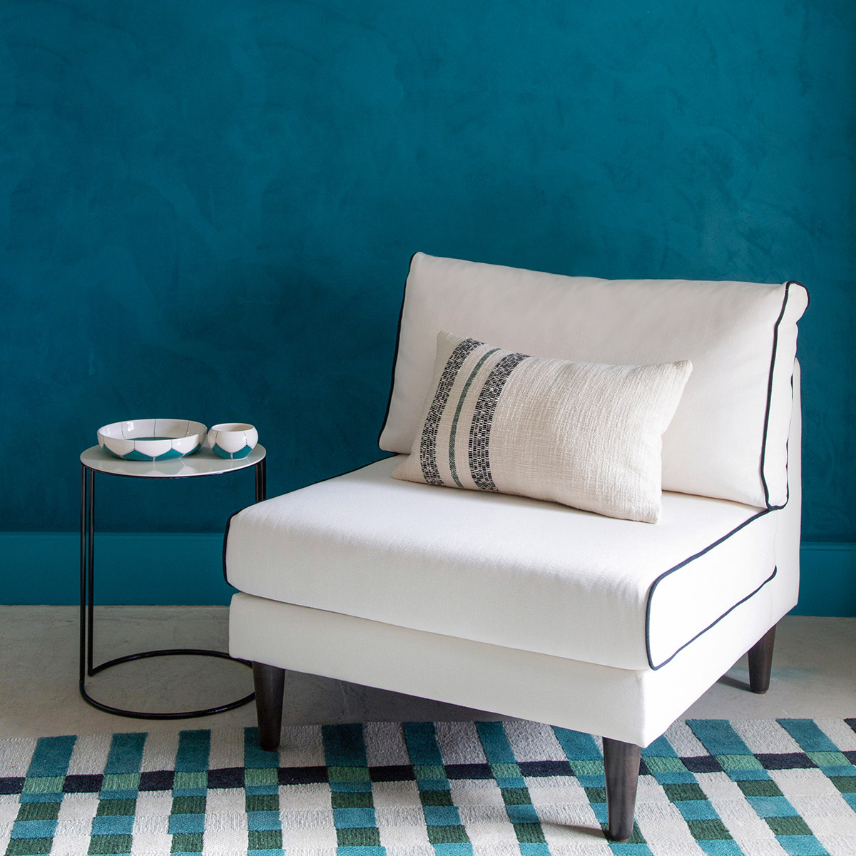 Flip Chair Noa, White / Black - H80 x W80 x D75 cm - Cotton / Wood - image 10