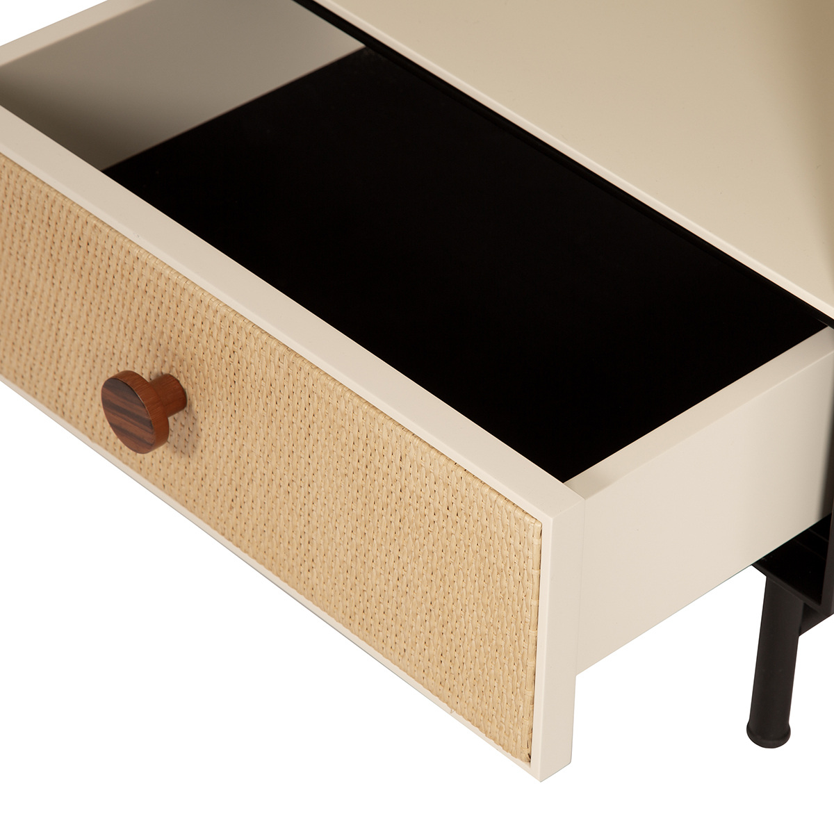 Bedside Table Essence, Black / Ivory - LL55 x W38 x H55 cm - Lacquered wood - image 3