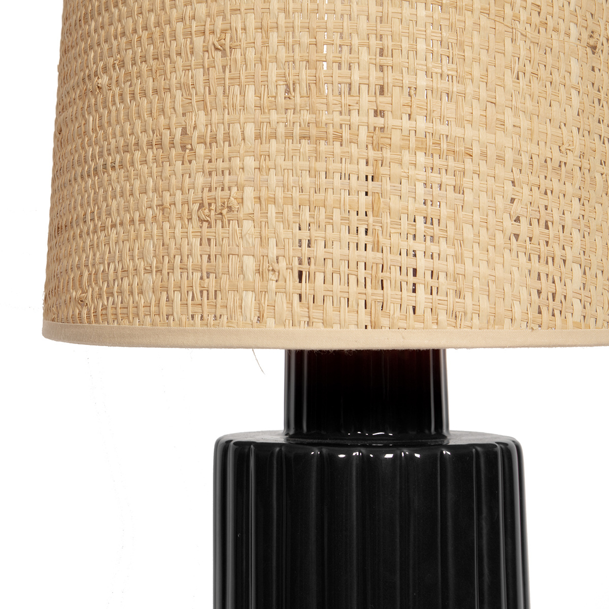 Lampe à poser Portofino, Noir - H54cm - Céramique / Abat-jour Rabane - image 2