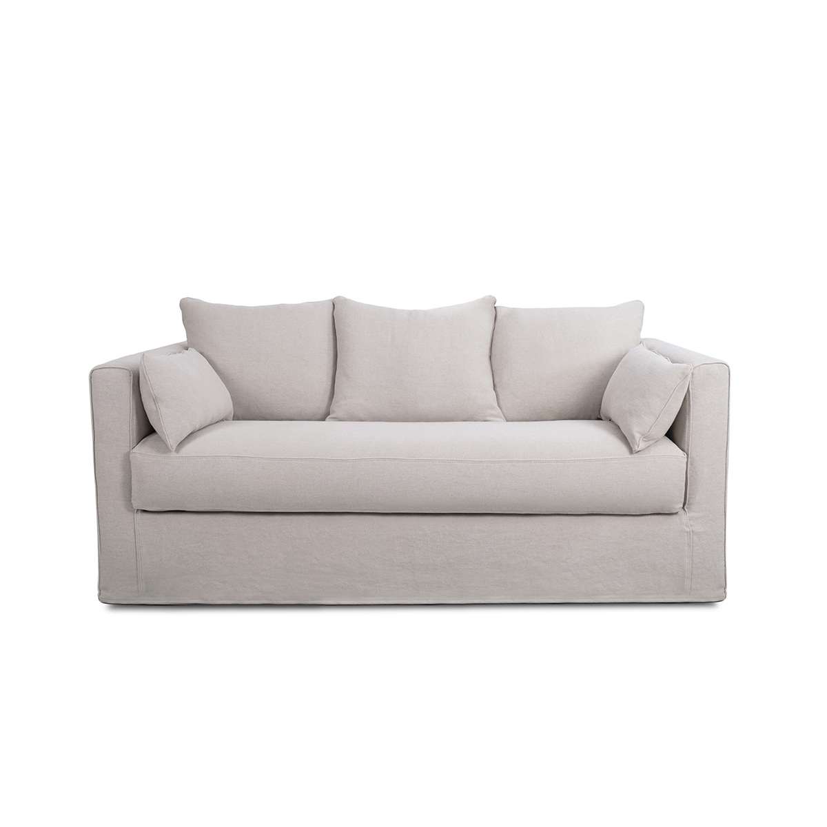 Box Sofa Bed, Beige - Various Sizes - Linen - image 1