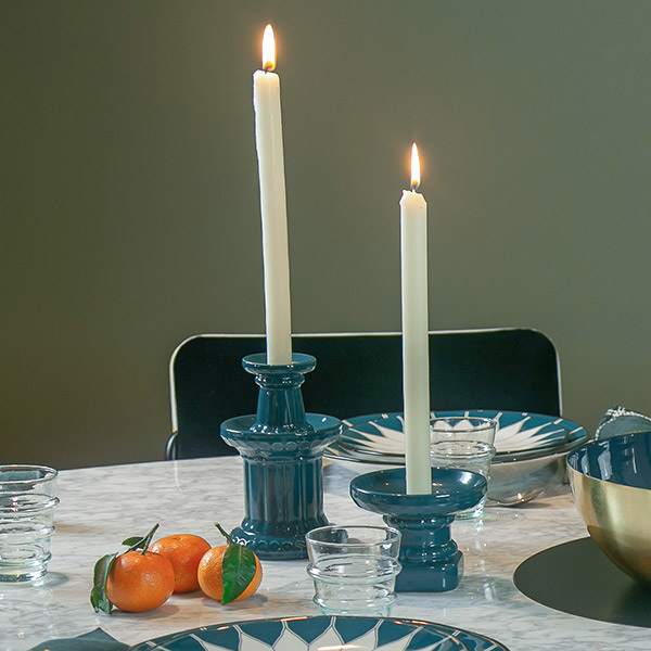 Candlestick Diane, Bleu Sarah - H10 cm - ø11 cm - Ceramic - image 4