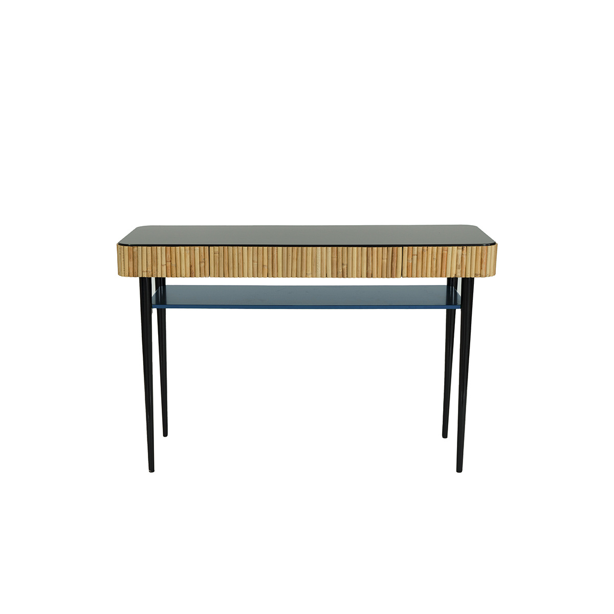 Console Table Riviera, Bleu Sarah - L120 cm - Rattan / Lacquered wood - image 1