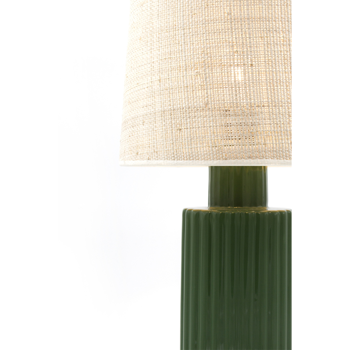 Lampe à poser Portofino, Vert - H46 cm - Céramique / Abat-jour Rabane - image 2