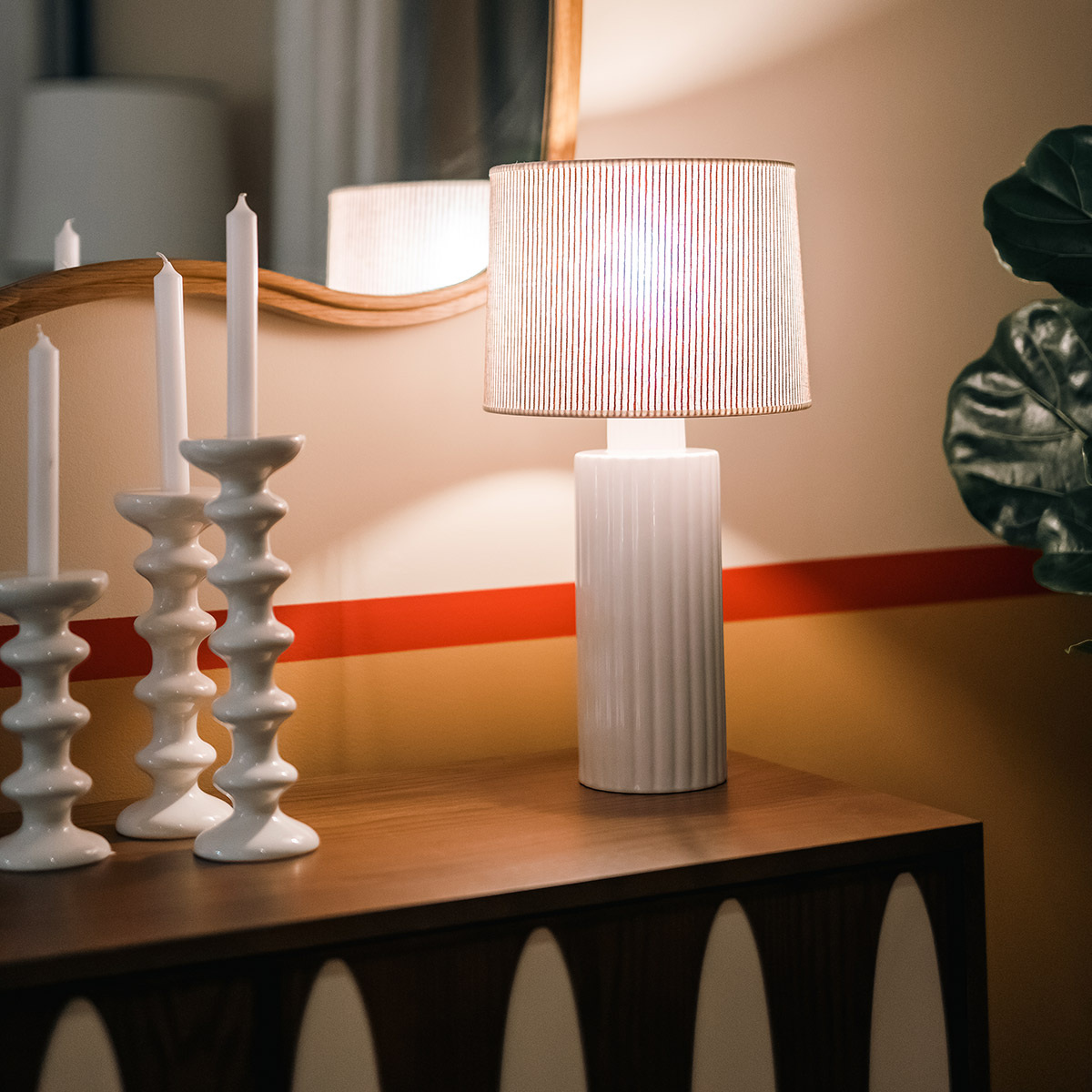 Lampe à poser Portofino, Ecru - H54 cm - Céramique / Abat-jour Coton - image 2